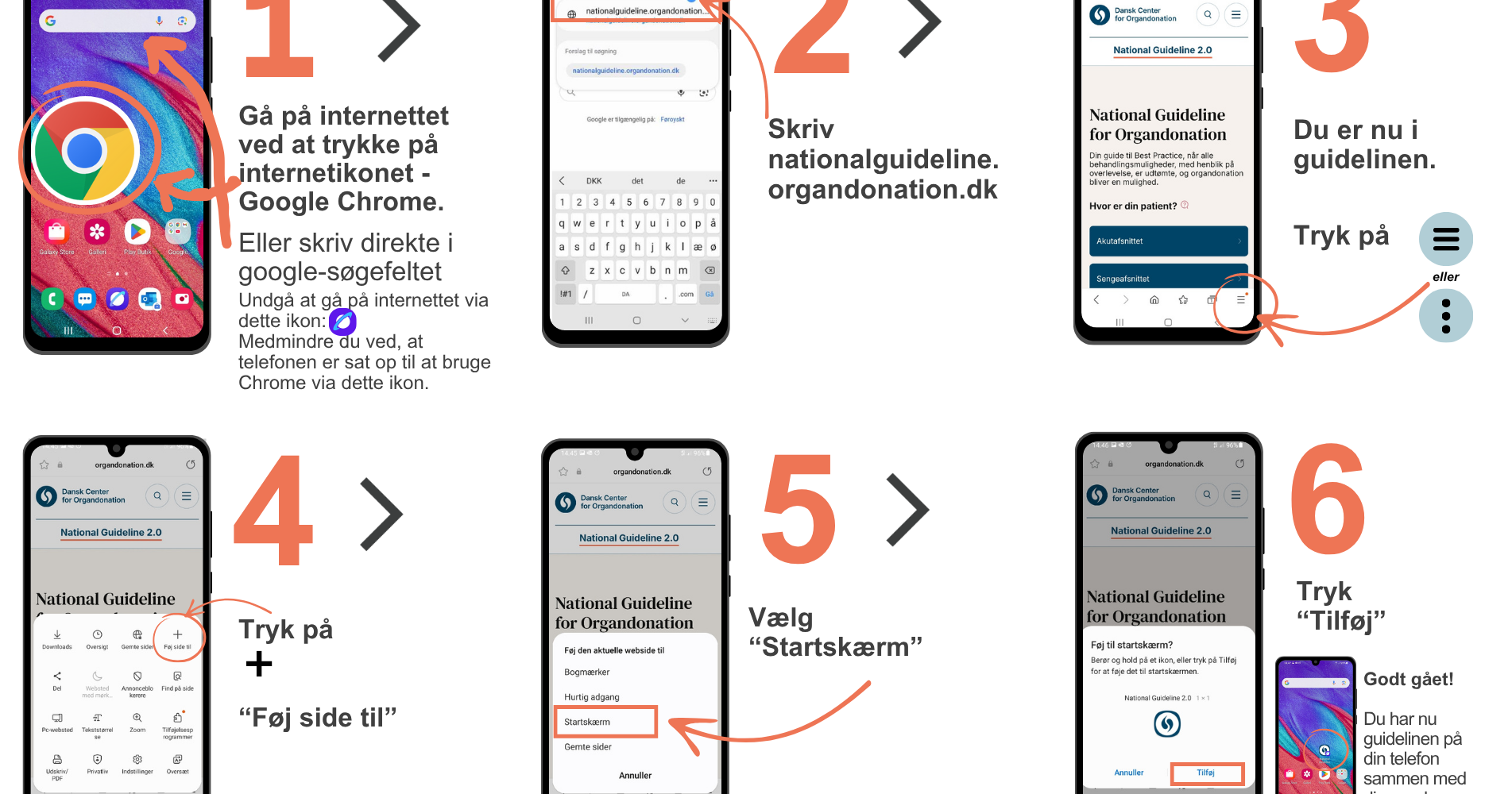 mobilvejledning til genvej på chrome